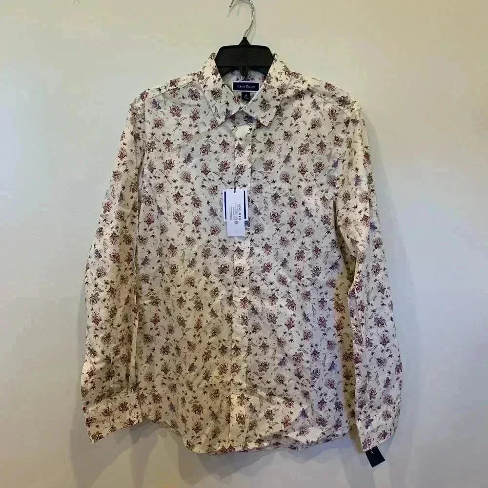 Mens Club Room Refined Woven Button Down M NWT -B5